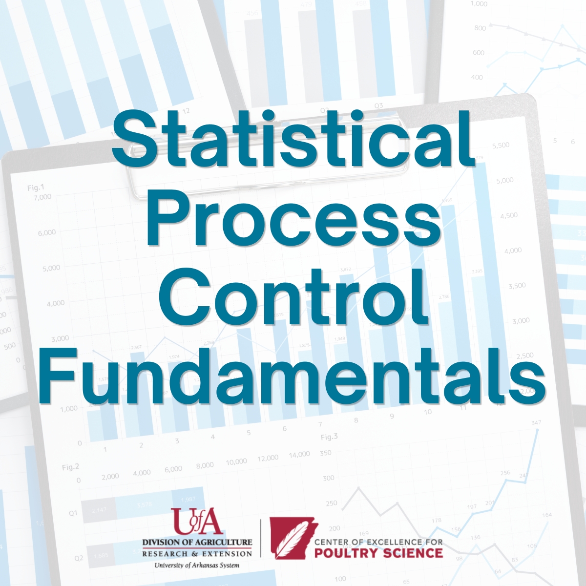 clipboard with statistical graphs, Statistical Process Control Fundamentals with UADA logo
